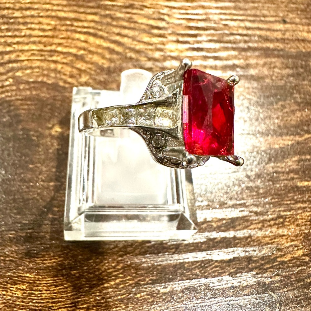 Princess Cut Large Simulated Ruby Crystal Accents… - image 2